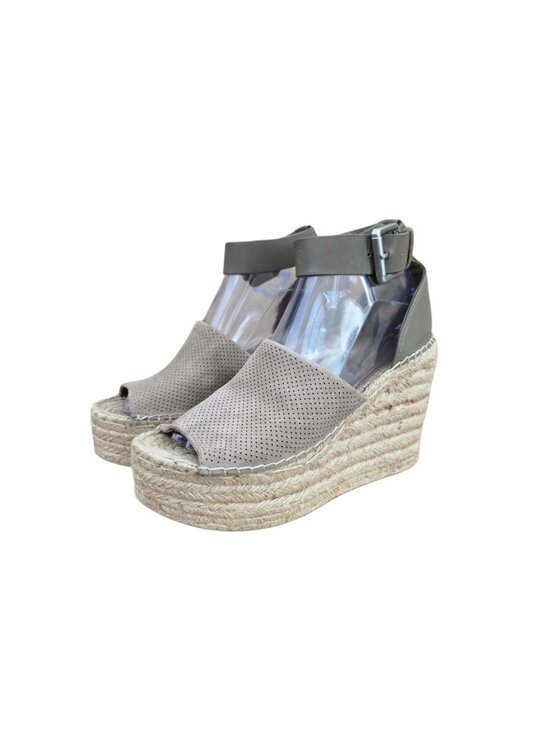 Marc Fisher Shoes - Marc Fisher Adalyne Perforated Suede Espadrille Wedge Sandals Taupe 7 Worn Once